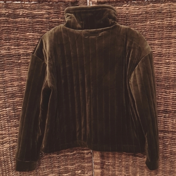 Lysse Coat Womens XS Green Shea Quilted Velvet Funnel Neck Jacket Velour Bomber - Picture 2 of 13